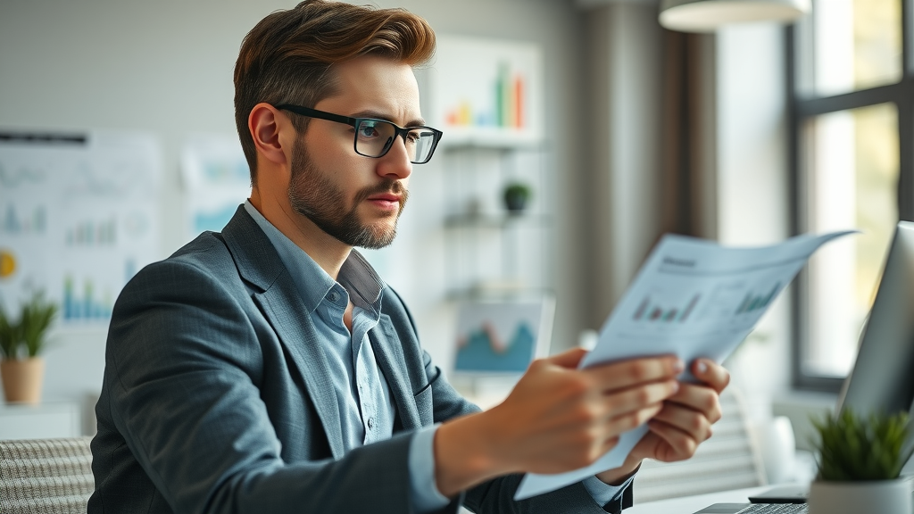 thoughtful small business owner analyzing marketing graphs and paperwork, business marketing that works