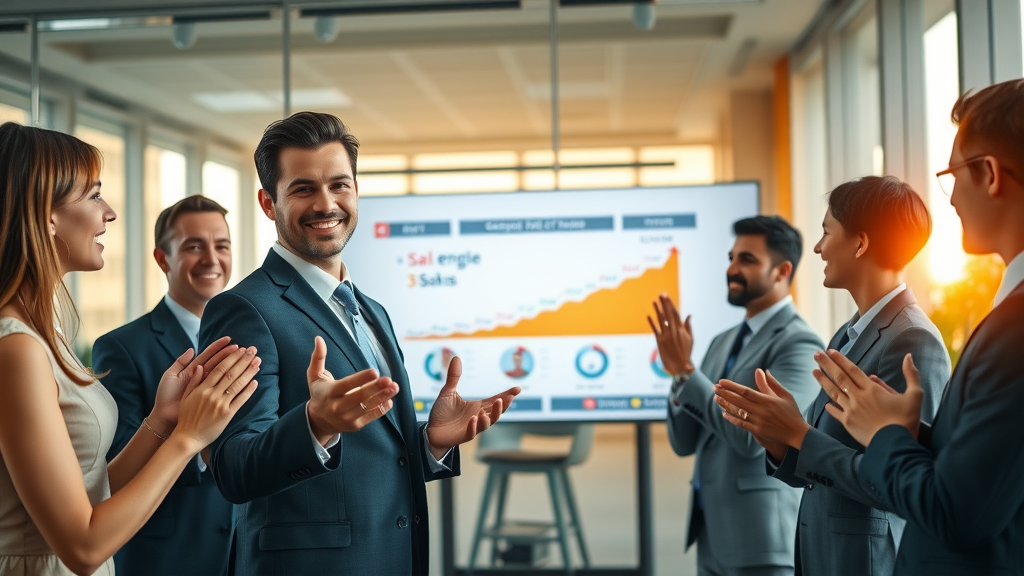 business executive leading team towards sales growth with marketing strategy roadmap