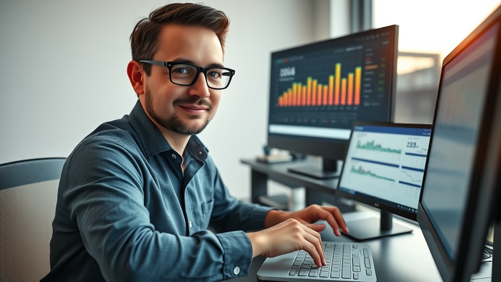 Financial analyst using advanced roi calculation software for marketing investment analysis